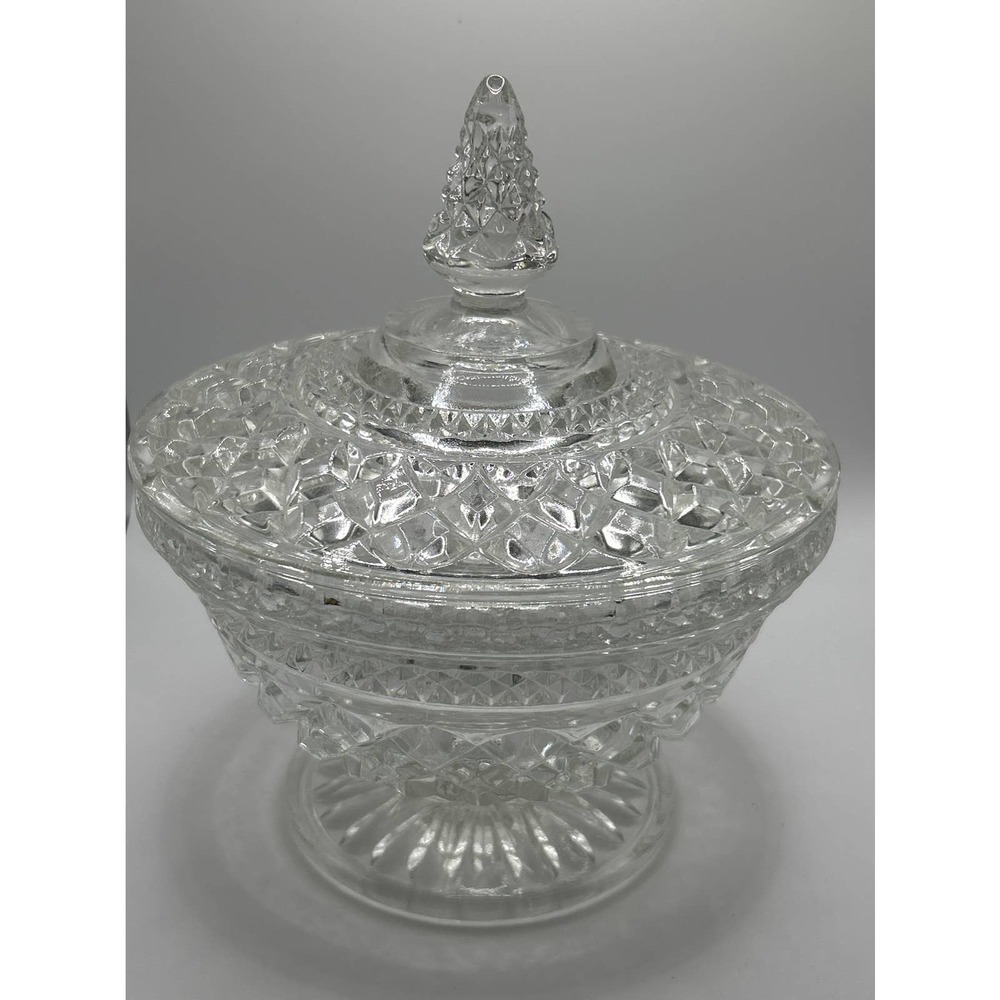 Vintage Anchor Hocking Wexford Pattern Footed Compote Candy Dish
